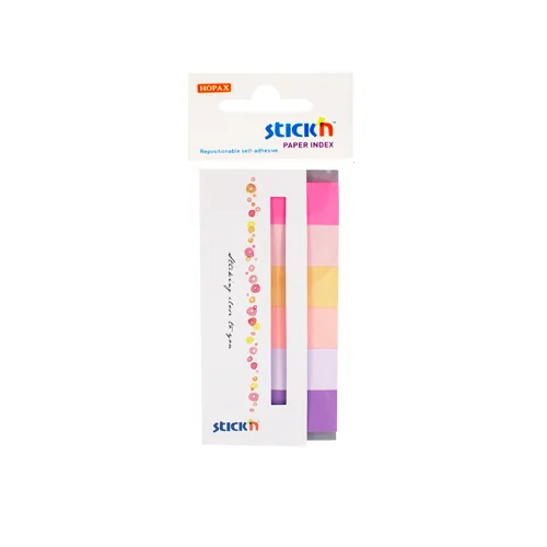 Stick index hartie color 45 x 15 mm, 6 x 30 file/set, Stick'n - 6 culori neon si pastel