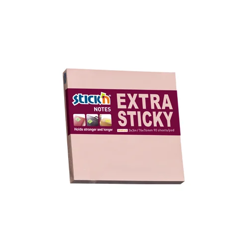 Notes autoadeziv extra-sticky 76 x 76mm, 90 file, Stick'n - magenta pastel