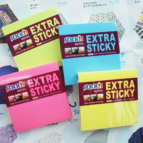 Notes autoadeziv extra-sticky 76 x 76mm, 90 file, Stick'n - verde neon
