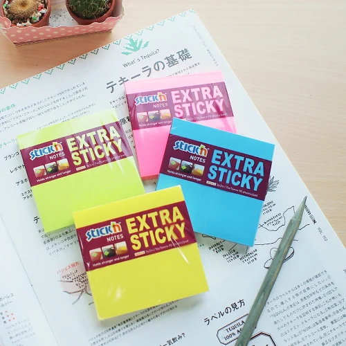 Notes autoadeziv extra-sticky 76 x 76mm, 90 file, Stick'n - verde neon