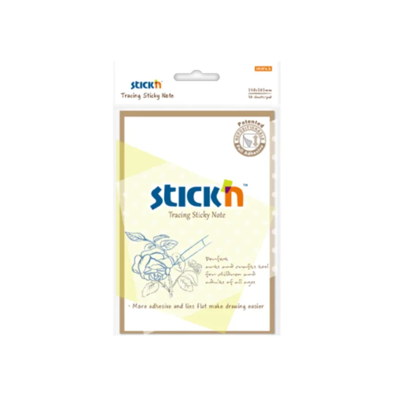 Notes autoadeziv transparent (calc) 101 x 152 mm, 30 file, Stick'n Tracing - transparent