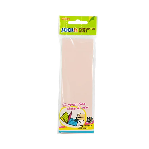Notes autoadeziv perforat 51 x 150 mm, 60 file, (2 in 1 - notes/index), Stick'n - 4 culori pastel