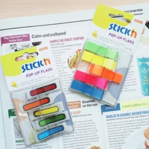 Film index autoadeziv 45 x 12mm, 5 x 30file/set, cu dispenser, Stick'n Pop-up - 5 culori neon