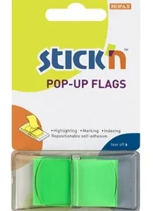 Film index autoadeziv 45 x 25mm, 50 file/set, cu dispenser, Stick'n Pop-up - verde