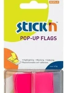 Film index autoadeziv 45 x 25mm, 50 file/set, cu dispenser, Stick'n Pop-up - magenta