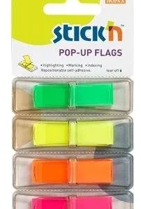 Film index autoadeziv 45 x 12mm, 4 x 40 file/set, cu dispenser, Stick'n Pop-up - V/G/P/R