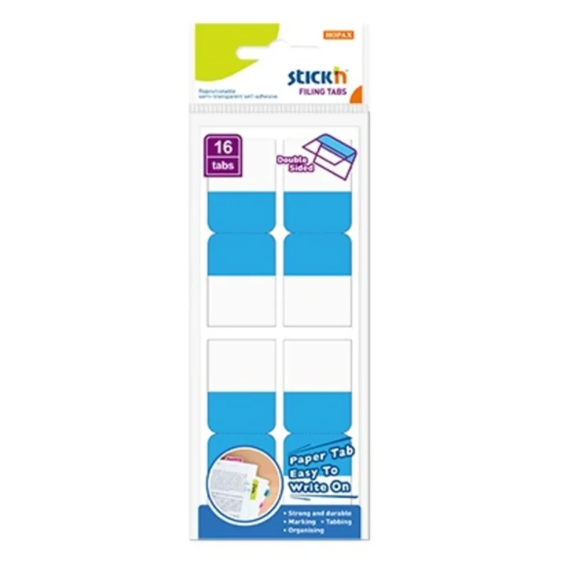 Film index autoadeziv cu tab din hartie, dubla fata, 25x72mm, 16 buc/set, Stick'n - culori asortate