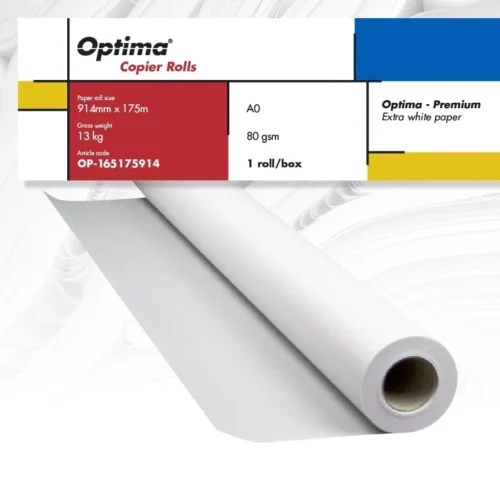 Rola copiator A0+, 80gr, 914mm x 175m, Optima Premium Rola copiator A0+, 80gr, 914mm x 175m, Optima Premium