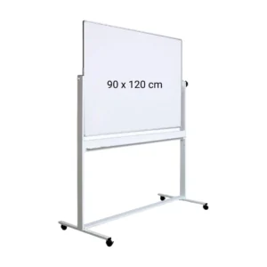 Tabla alba magnetica, dubla fata, rotativa,  90 x 120 cm, pe stand mobil, profil aluminiu, Optima