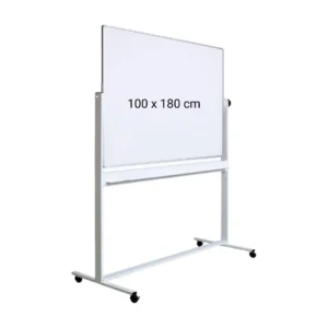 Tabla alba magnetica, dubla fata, rotativa, 100 x 180 cm, pe stand mobil, profil aluminiu, Optima