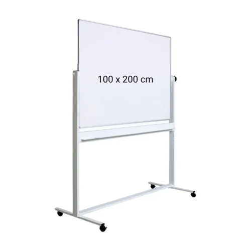 Tabla alba magnetica, dubla fata, rotativa, 100 x 200 cm, pe stand mobil, profil aluminiu, Optima Tabla alba magnetica, dubla fata, rotativa, 100 x 200 cm, pe stand mobil, profil aluminiu, Optima