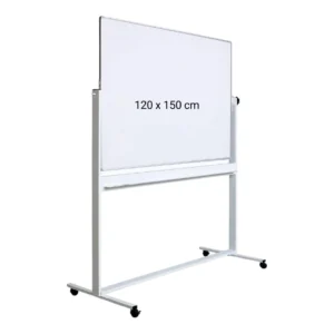 Tabla alba magnetica, dubla fata, rotativa, 120 x 150 cm, pe stand mobil, profil aluminiu, Optima
