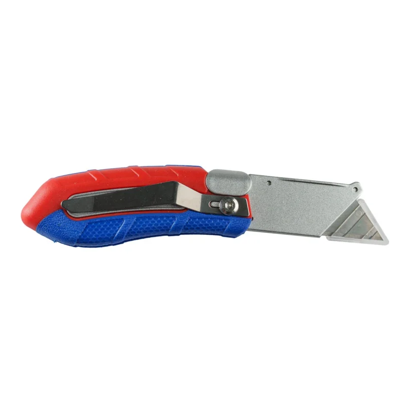 Cutter Optima Pro, lama trapezoidala + 2 rezerve SK5, pliabil, clips curea, zinc cu rubber grip Cutter Optima Pro, lama trapezoidala + 2 rezerve SK5, pliabil, clips curea, zinc cu rubber grip