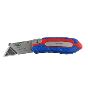 Cutter Optima Pro, lama trapezoidala + 2 rezerve SK5, pliabil, clips curea, zinc cu rubber grip Cutter Optima Pro, lama trapezoidala + 2 rezerve SK5, pliabil, clips curea, zinc cu rubber grip
