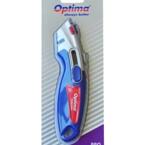 Cutter Optima Pro, lama trapezoidala + 4 rezerve SK2 tratate, 2 functiuni, zinc cu rubber grip Cutter Optima Pro, lama trapezoidala + 4 rezerve SK2 tratate, 2 functiuni, zinc cu rubber grip
