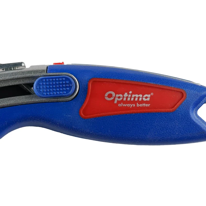 Cutter Optima Pro, lama trapezoidala + 4 rezerve SK2 tratate, 2 functiuni, zinc cu rubber grip Cutter Optima Pro, lama trapezoidala + 4 rezerve SK2 tratate, 2 functiuni, zinc cu rubber grip