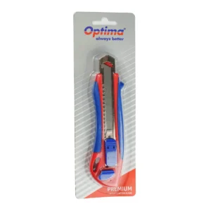 Cutter Optima Premium, lama 18mm + 2 rezerve SK5, auto-incarcare, sina metalica, ABS cu rubber grip