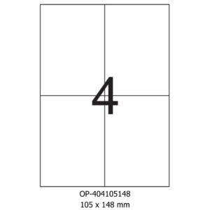 Etichete albe autoadezive 4/A4, 105 x 148 mm, 100 coli/top, Optima