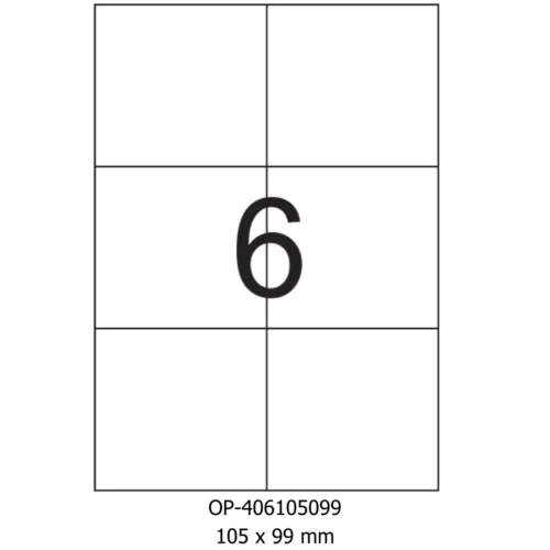 Etichete albe autoadezive 6/A4, 105 x 99 mm, 100 coli/top, Optima