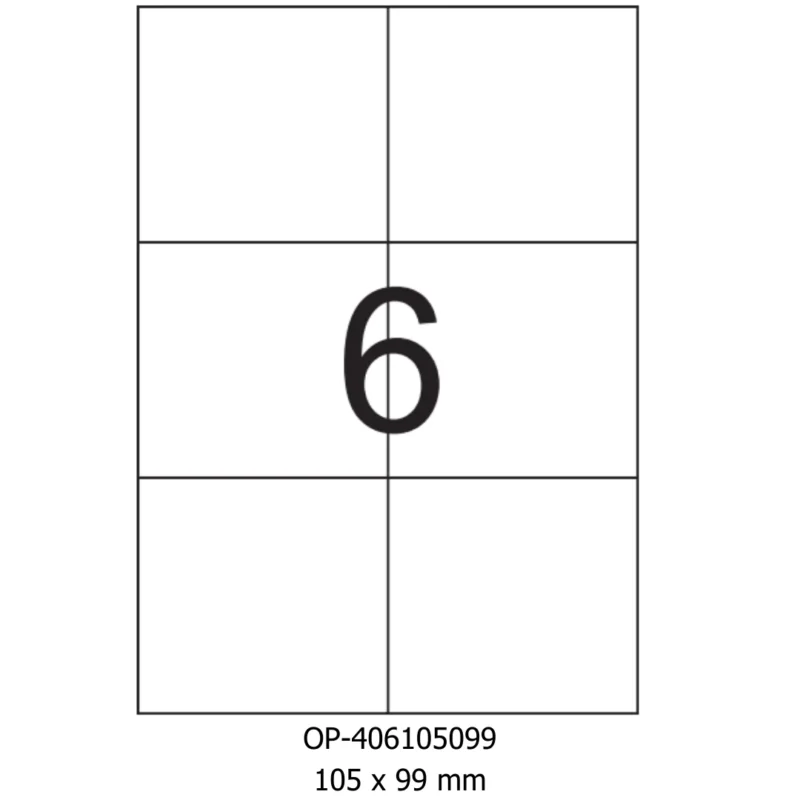 Etichete albe autoadezive 6/A4, 105 x 99 mm, 100 coli/top, Optima