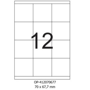 Etichete albe autoadezive 12/A4, 70 x 67.7 mm, 100 coli/top, Optima