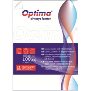 Etichete albe autoadezive  32/A4, 52.5 x 35 mm, 100 coli/top, Optima