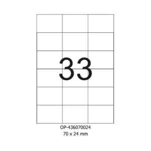 Etichete albe autoadezive  36/A4, 70 x 24 mm, 100 coli/top, Optima