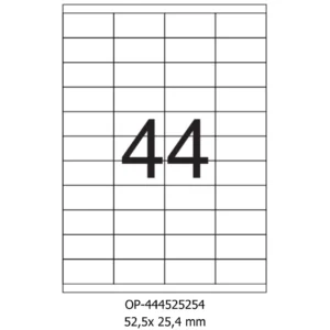 Etichete albe autoadezive 44/A4, 52.5 x 25.4 mm, 100 coli/top, Optima