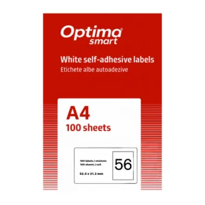 Etichete albe autoadezive  56/A4, 52.5 x 21.2 mm, 100 coli/top, Optima Smart