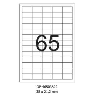 Etichete albe autoadezive 65/A4, 38 x 21.2 mm, 100 coli/top, Optima