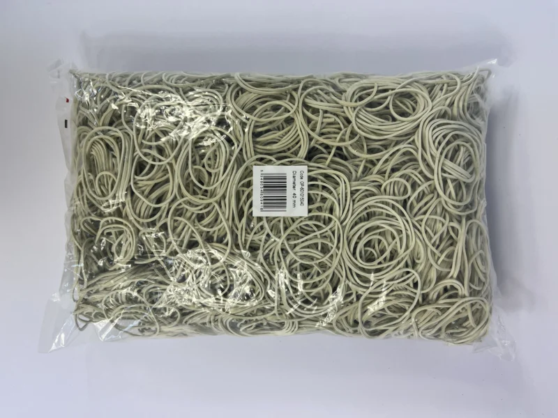 Elastice pentru bani, 60% cauciuc, 1kg/punga, D 40, grosime 1.5mm x 1.5mm, Optima - albe