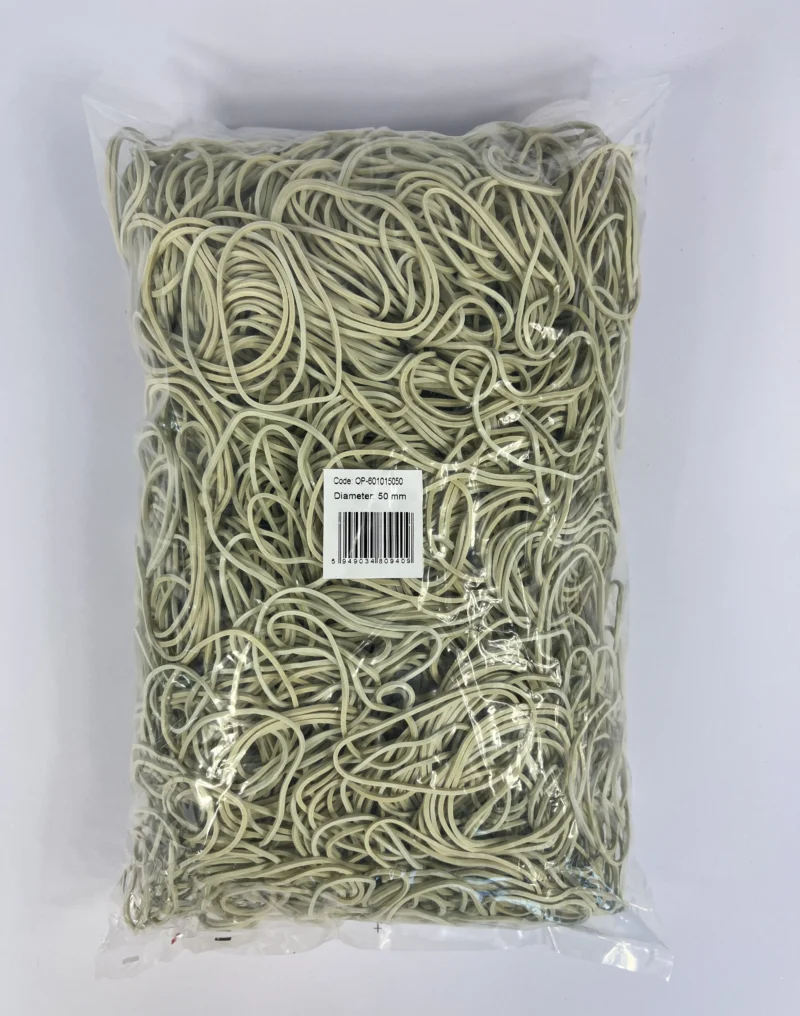 Elastice pentru bani, 60% cauciuc, 1kg/punga, D 50, grosime 1.5mm x 1.5mm, Optima - albe