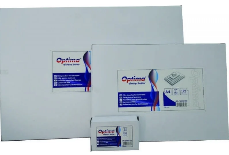 Folie laminare Optima, A6 (111 x 154 mm), 100 microni, 100 folii/top Folie laminare Optima, A6 (111 x 154 mm), 100 microni, 100 folii/top