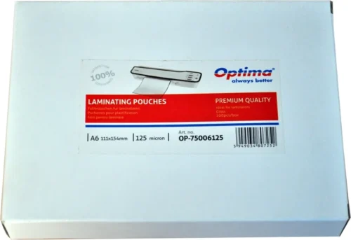 Folie laminare Optima, A6 (111 x 154 mm), 125 microni, 100 folii/top