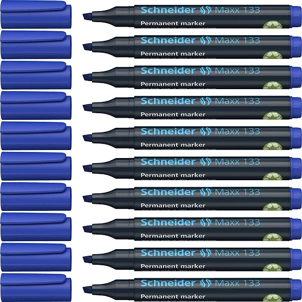 Permanent marker SCHNEIDER Maxx 133, varf tesit 1+4mm - albastru