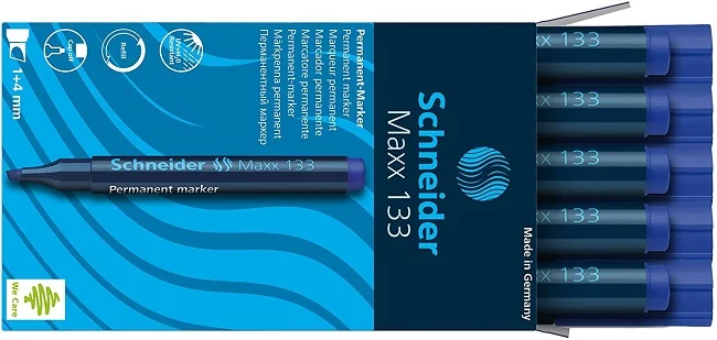 Permanent marker SCHNEIDER Maxx 133, varf tesit 1+4mm - albastru