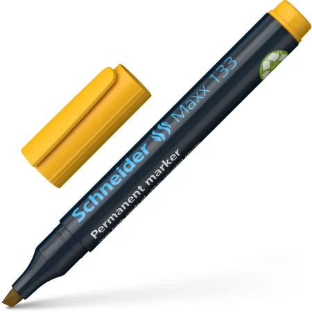 Permanent marker SCHNEIDER Maxx 133, varf tesit 1+4mm - galben