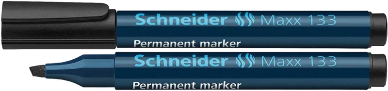 Permanent marker SCHNEIDER Maxx 133, varf tesit 1+4mm, 4 culori/set - (N, R, A, V)