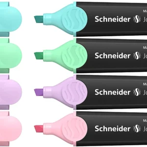 Textmarker SCHNEIDER Job Pastel, varf lat, 4 culori/set -(turcoaz, menta, lavanda, roze) Textmarker SCHNEIDER Job Pastel, varf lat, 4 culori/set -(turcoaz, menta, lavanda, roze)