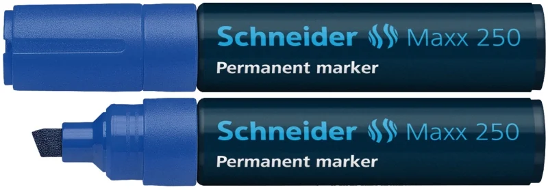 Permanent marker SCHNEIDER Maxx 250, varf tesit 2+7mm - albastru Permanent marker SCHNEIDER Maxx 250, varf tesit 2+7mm - albastru