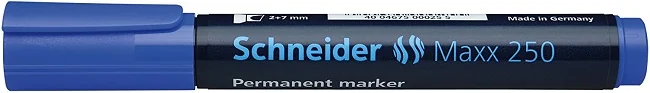 Permanent marker SCHNEIDER Maxx 250, varf tesit 2+7mm - albastru Permanent marker SCHNEIDER Maxx 250, varf tesit 2+7mm - albastru