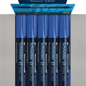 Permanent marker SCHNEIDER Maxx 250, varf tesit 2+7mm - albastru Permanent marker SCHNEIDER Maxx 250, varf tesit 2+7mm - albastru