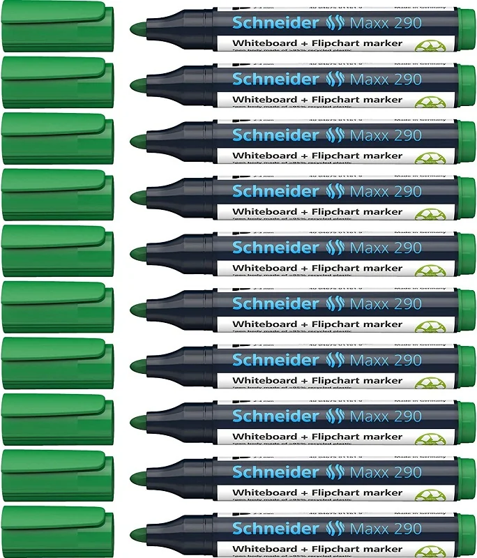 Marker SCHNEIDER Maxx 290, pentru tabla de scris+flipchart, varf rotund 2-3mm - verde