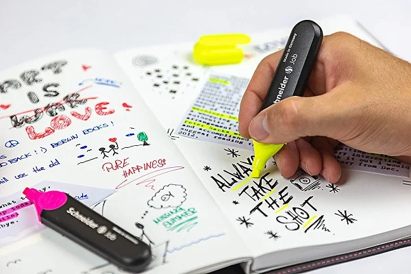Textmarker SCHNEIDER Job, varf lat, 4 culori/set - (G, O, V, R)