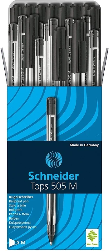 Pix SCHNEIDER Tops 505M, unica folosinta, varf mediu, corp transparent - scriere neagra