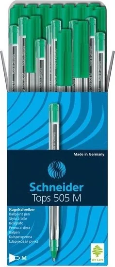 Pix SCHNEIDER Tops 505M, unica folosinta, varf mediu, corp transparent - scriere verde