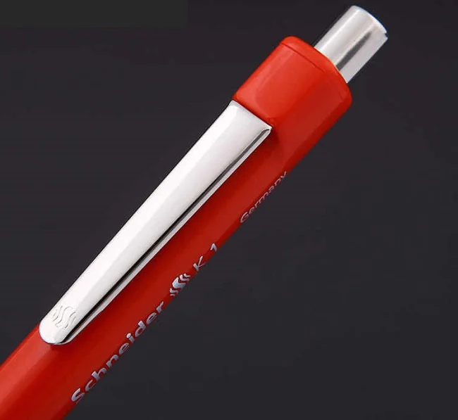 Pix SCHNEIDER K1, clema metalica, corp rosu - scriere rosie