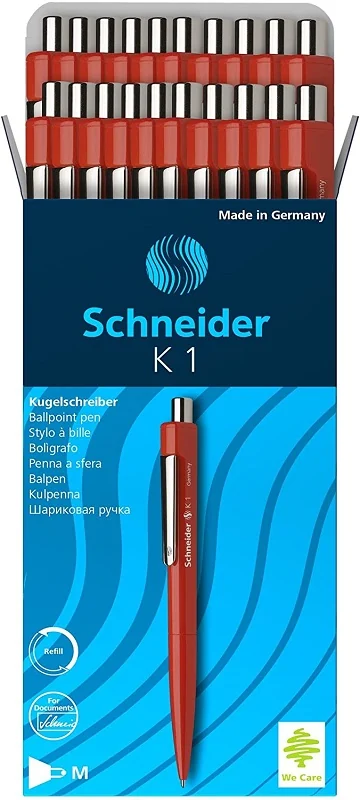 Pix SCHNEIDER K1, clema metalica, corp rosu - scriere rosie
